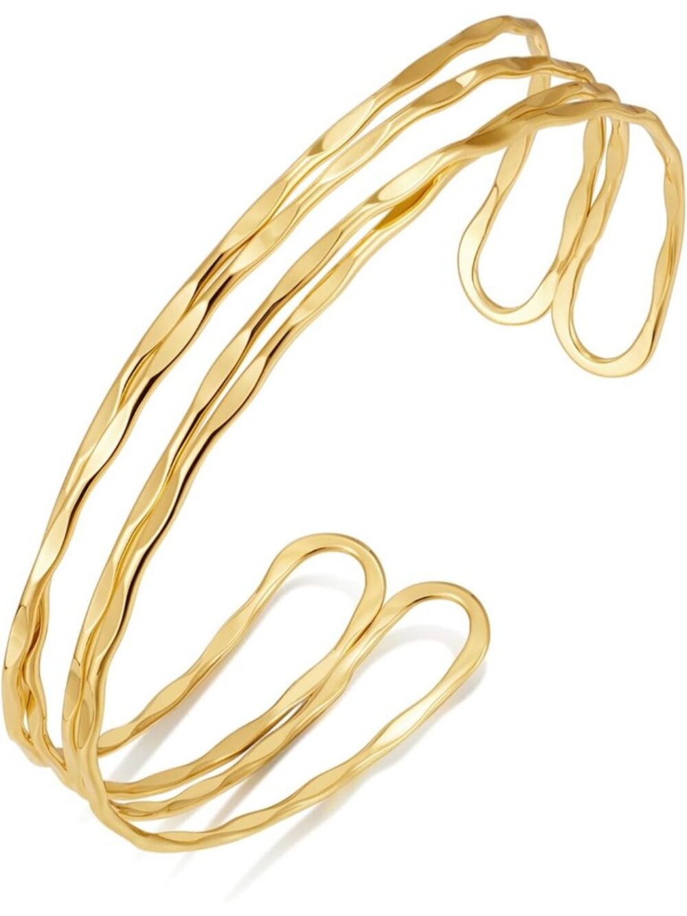 Women's Four Layer Arm Cuff Chunky Gold Multilayer Wire Cuff Adjustable Bracelet